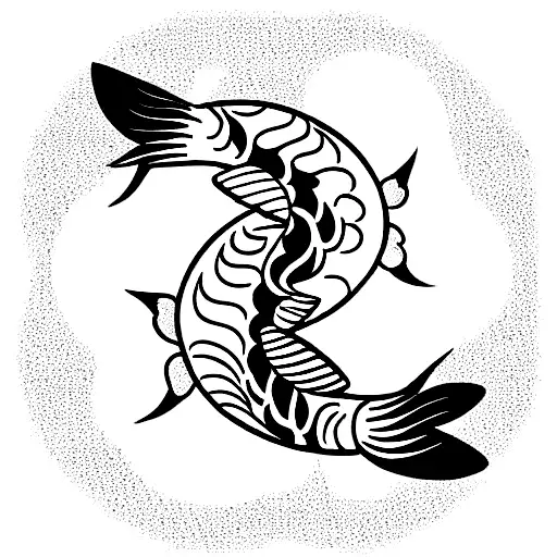 Two Koi Fish Outline Mandala