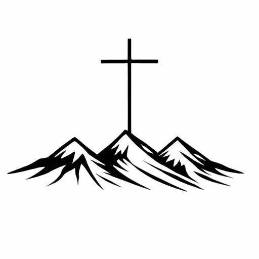 Cross And Mountain Range