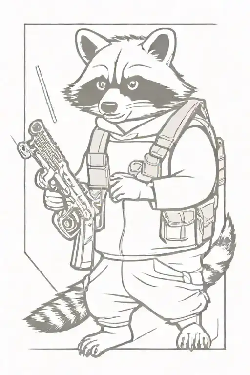 Tactical Racoon Holding Gun
