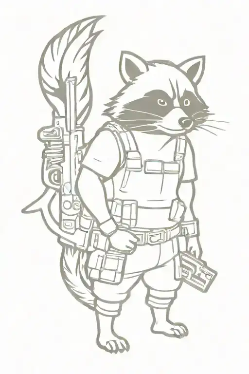 Tactical Combat Racoon Holding Gun