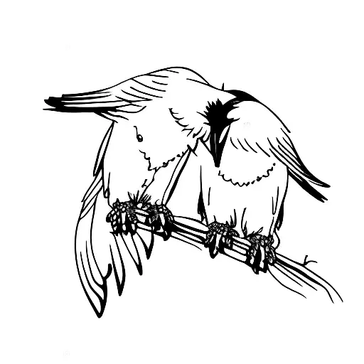 Odin's Ravens Huginn And Muninn Perched On A Tree Branch