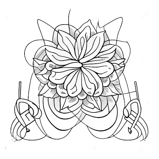 A Minimalist Tattoo Of A Music Sheet Forming The Shape Of A Flower