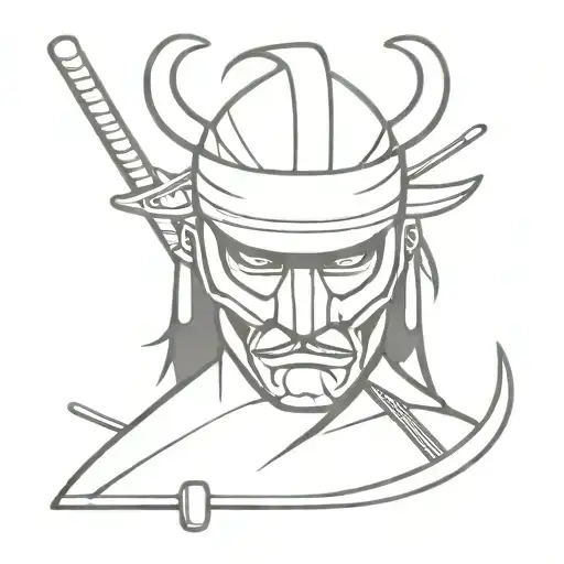 Samurai In A Mask And Katanas