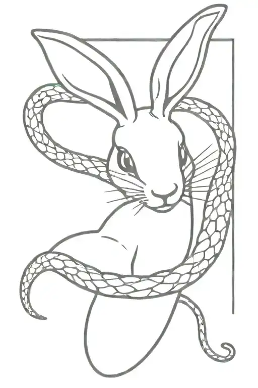 A Snake Wrapping Around Bunny Holding