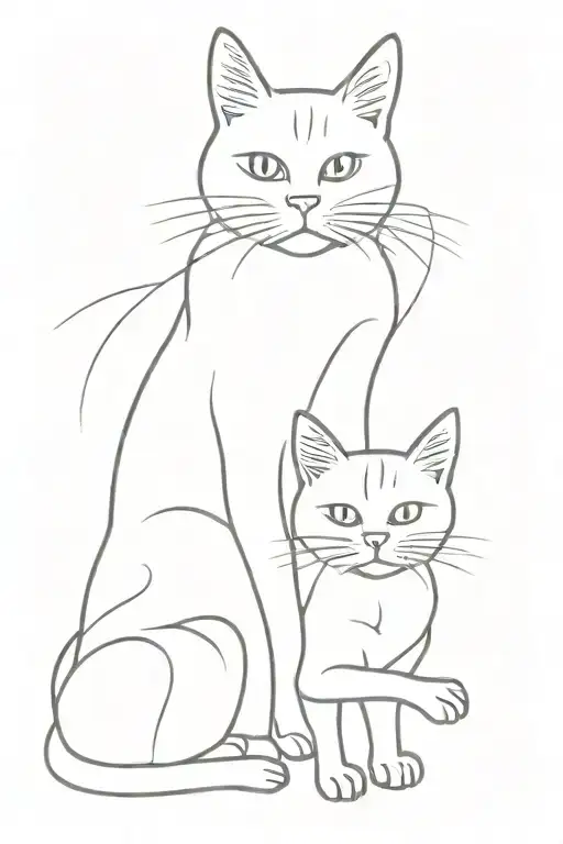 Cat And Kitten Sitting