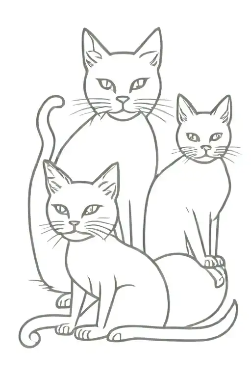 Cat And Kitten Sitting Together