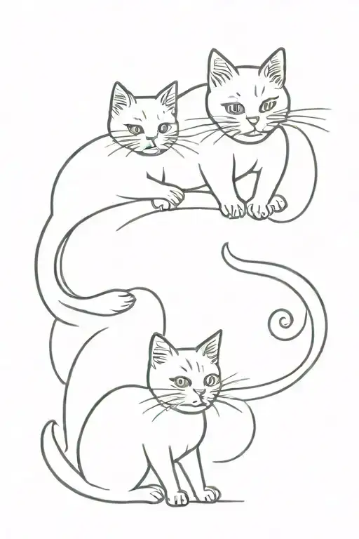 Cat And Kitten Playing