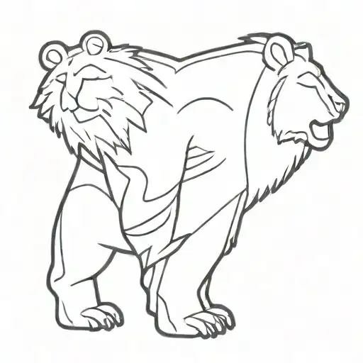 Bear And Lion On A Coat Of Armor Stamp