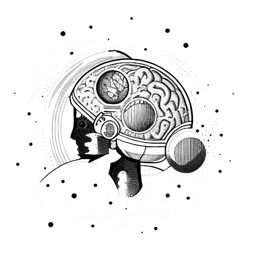 A Futuristic Astronaut Exploring A Brain-shaped Planet