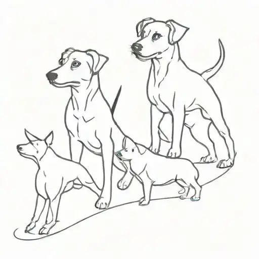 One Line Of Dogs Playing