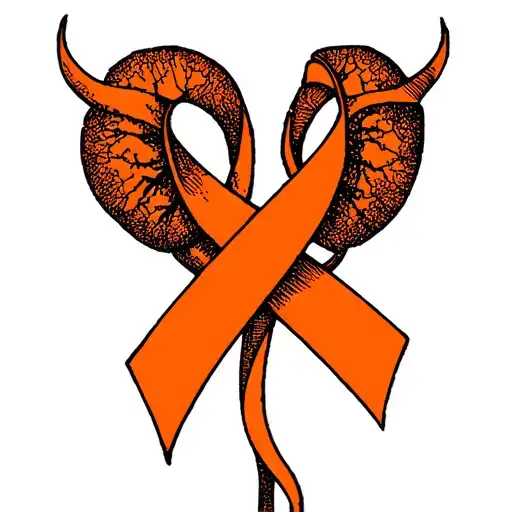 Kidney Cancer Orange Ribbon Intertwined With Geographic Design