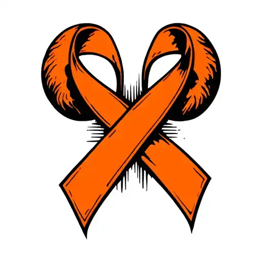 Kidney Cancer Orange Ribbon Intertwined With Geographic Design