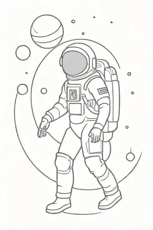 Astronaut And Planets