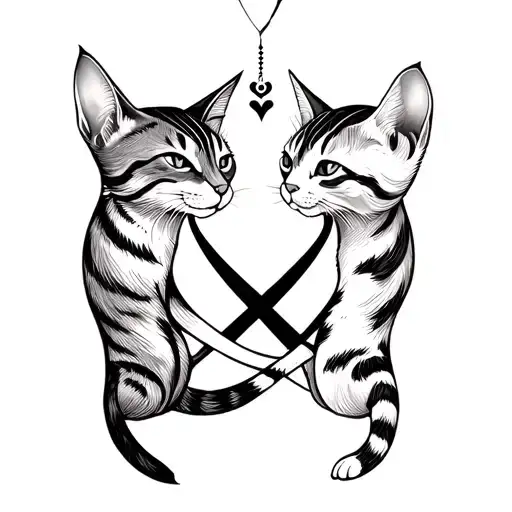 Two Cats Paws Conectes By A Infinite Symbol Made