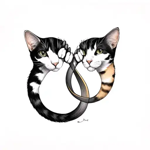 Two Cats Paw Conectes By A Infinite Symbol Made Entirely