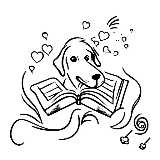 A Silhouette Of A Dog Reading A Book While Sipping Coffee