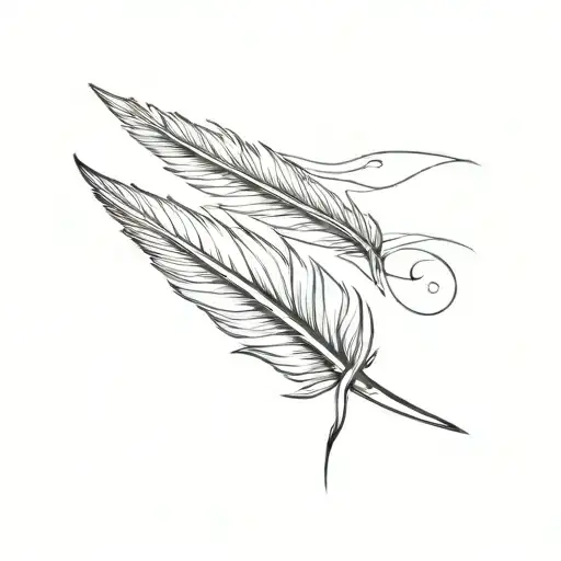 An Abstract Minimalist Interpretation Of A Knife Blade Transforming Into A Feather