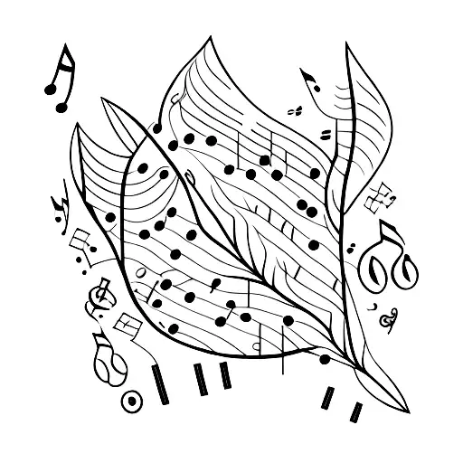 A Guitar Neck Transforming Into A Tree With Musical Notes As Leaves