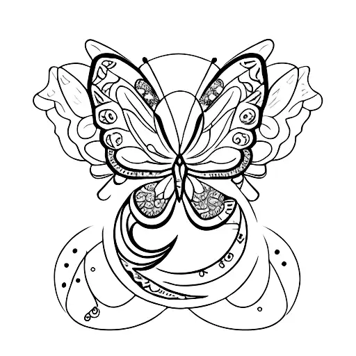 A Delicate Butterfly Perched On A Blooming Crescent Moon