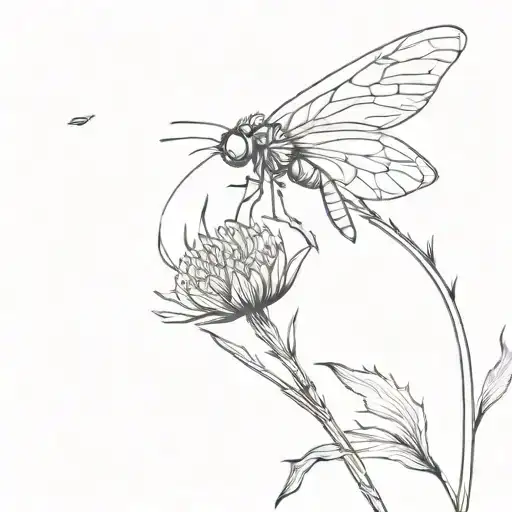 Onedragonfly Soaring On A Dandelion Plant