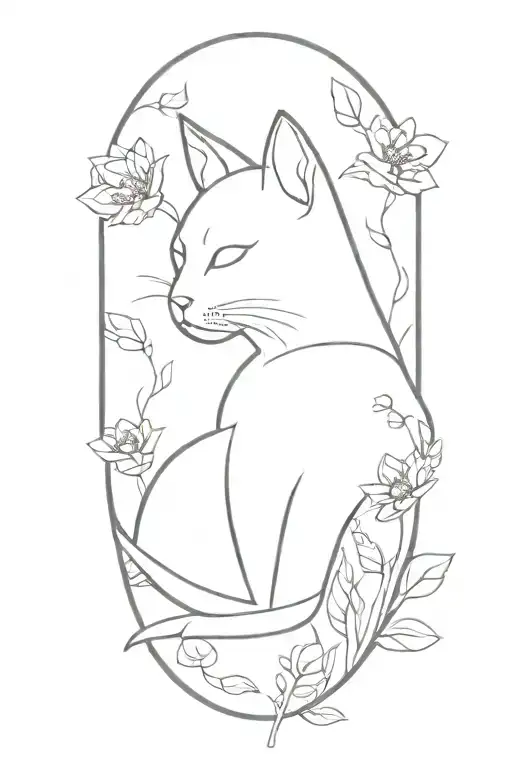 Spiritual Cat Sniffing Flowers