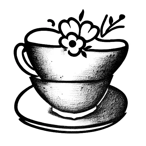 Teacup With Flowers And Book