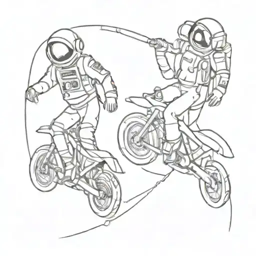 Astronaut And Motorbike Riding