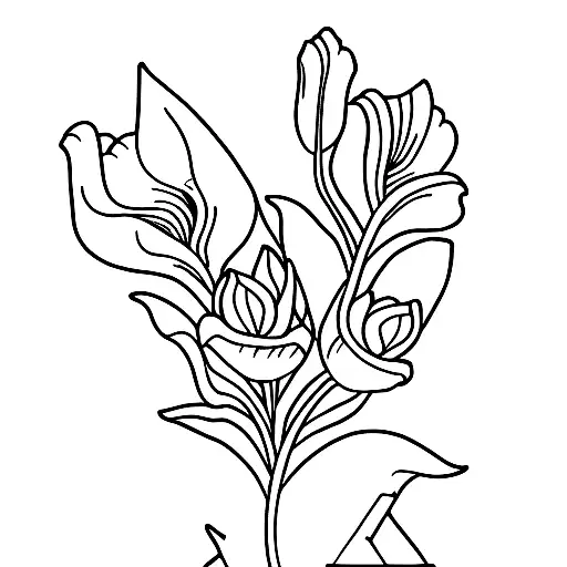 A Minimalist Tattoo Of A Tulip And A Book Merged Together