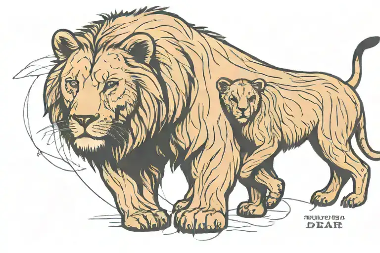 A Brown Bear And A Lion Together Hugging