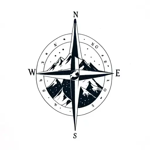 Blend The Outline Of A Mountain And A Compass Into One