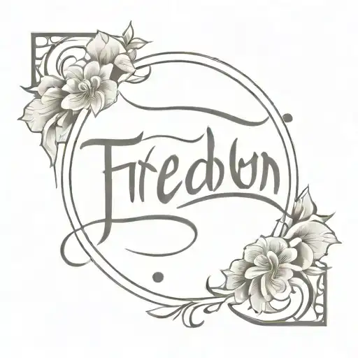 The Word Freedom In Mysterious Persian Font