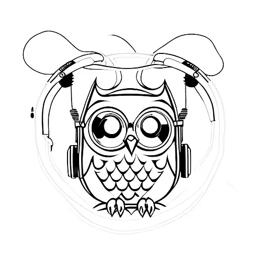 Owl Using Headphones