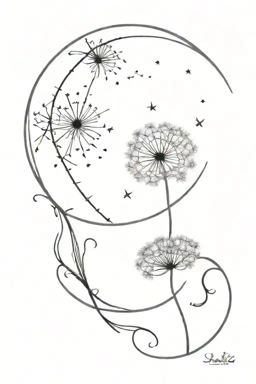 Dandelion Crescent Moon