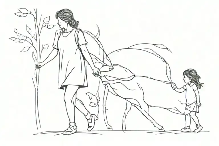 Mom Daughter Walking