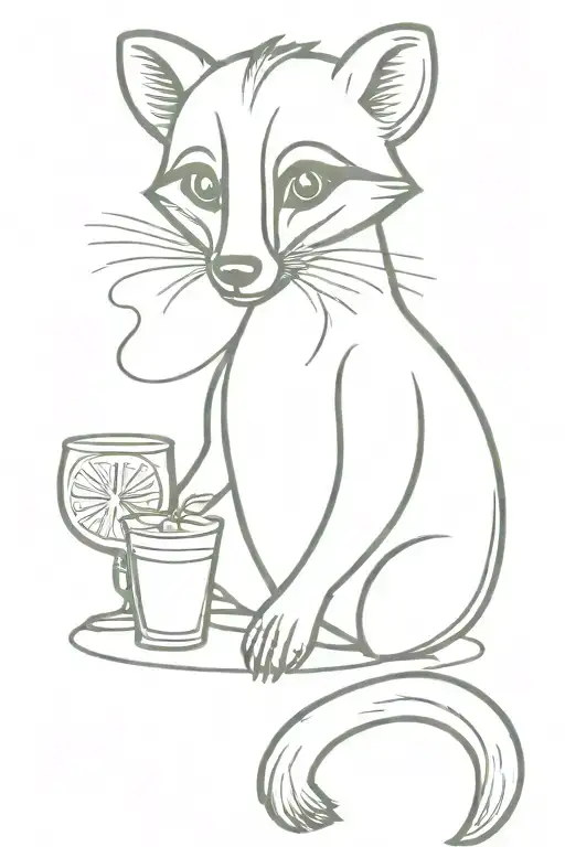 Cartoon Coati Drinking Margarita