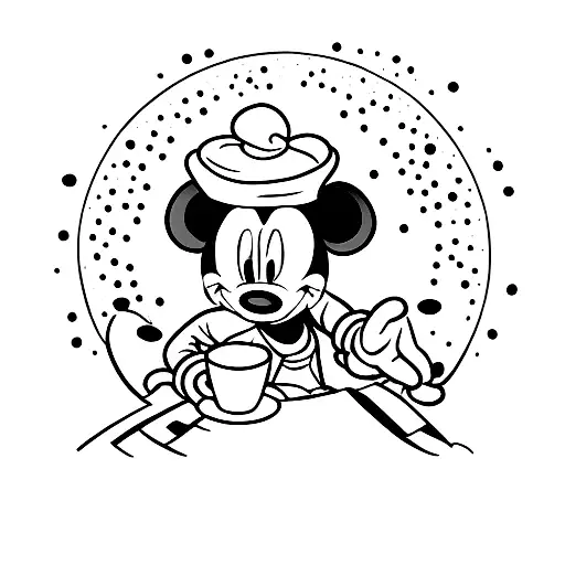 A Sleeping Mickey Mouse Surrounded By Coffee Beans