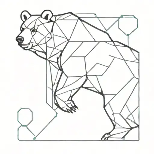 A Minimalist Geometric Design Of A Honeycomb Pattern With A Bear In The Background