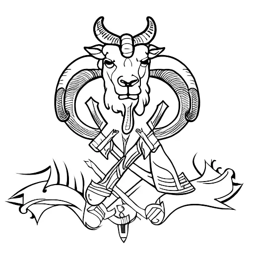 Ram Horns With Bow And Arrow