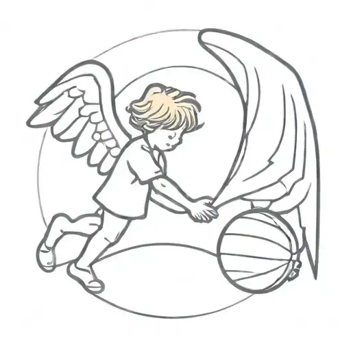 Angel Giving A Basketball To A Kid As A Gift