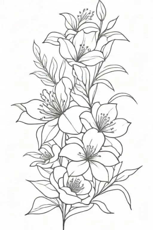 Flower Bouquet Fine Line