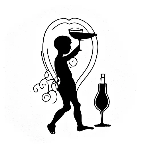 Cherub With Glass Of Wine In His Hand