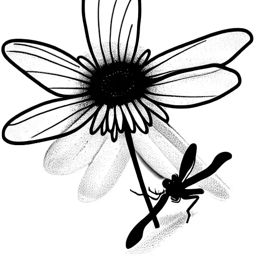 Horseshoe With Daisy Wrapped Around It And Dragonfly Sitting On Daisy