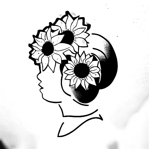 Girl Power In Style Of Spice Girls With Sunflower