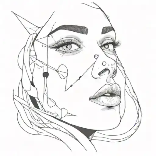 A Female Face With Darts Stuck In The Eyeballs