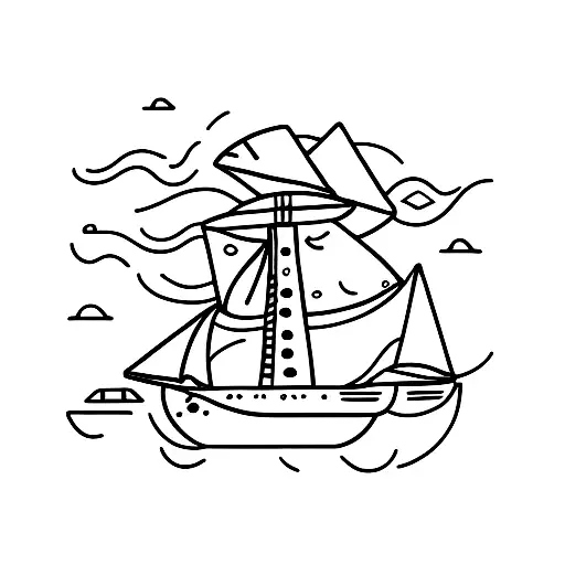 Pizza Slice Sailing On A Pirate Ship In A Whimsical Ocean