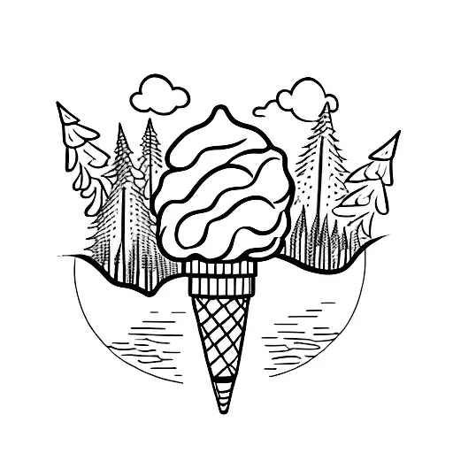 Ice Cream Cone Melting Into A Lush Forest