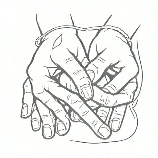 Little And Simple Tattoo Of Two Women Hands Holding Each Other
