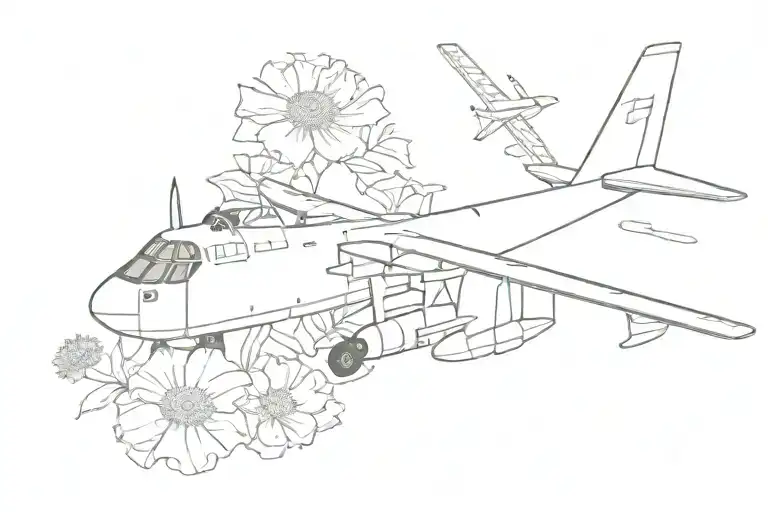 C-7a Caribou Airplane With Marigolds