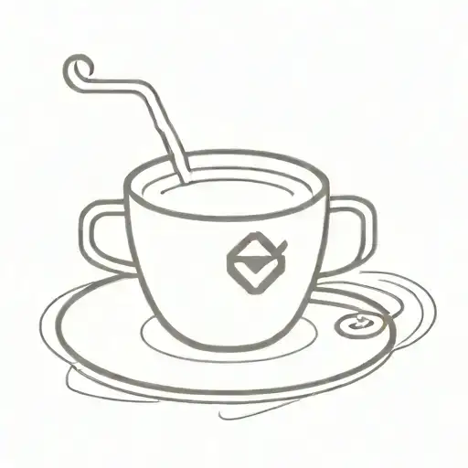 A Minimalist Tattoo Of A Coffee Cup With Gaming Symbols As Steam