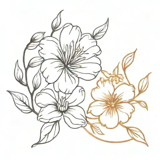 Sketch September And August Birth Flowers Intertwined